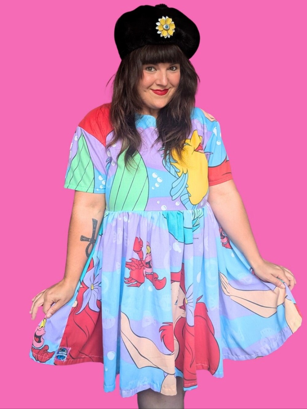 Handmade, Upcycled Little Mermaid Bedsheet Dress Oversized S-M, Fitted L-XL